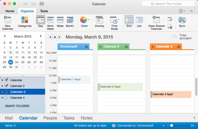 opening outlook shared calendar in office for mac